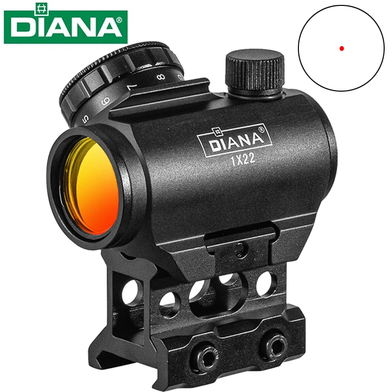 Visor Red Dot DIANA 1x22 4 MOA con montura elevada para airsoft