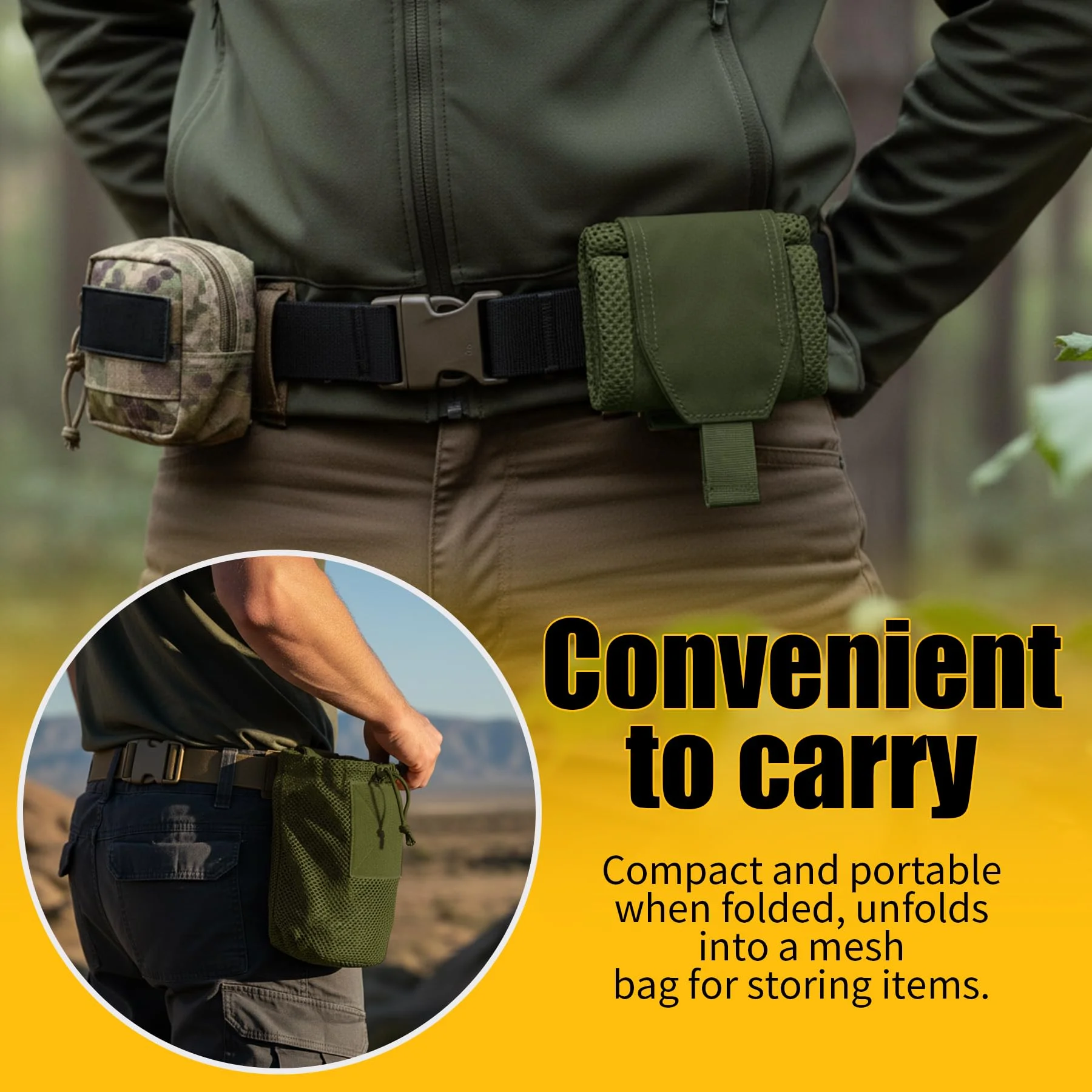 Bolsa táctica MOLLE de malla plegable ligera con cordón EDC - imagen 3
