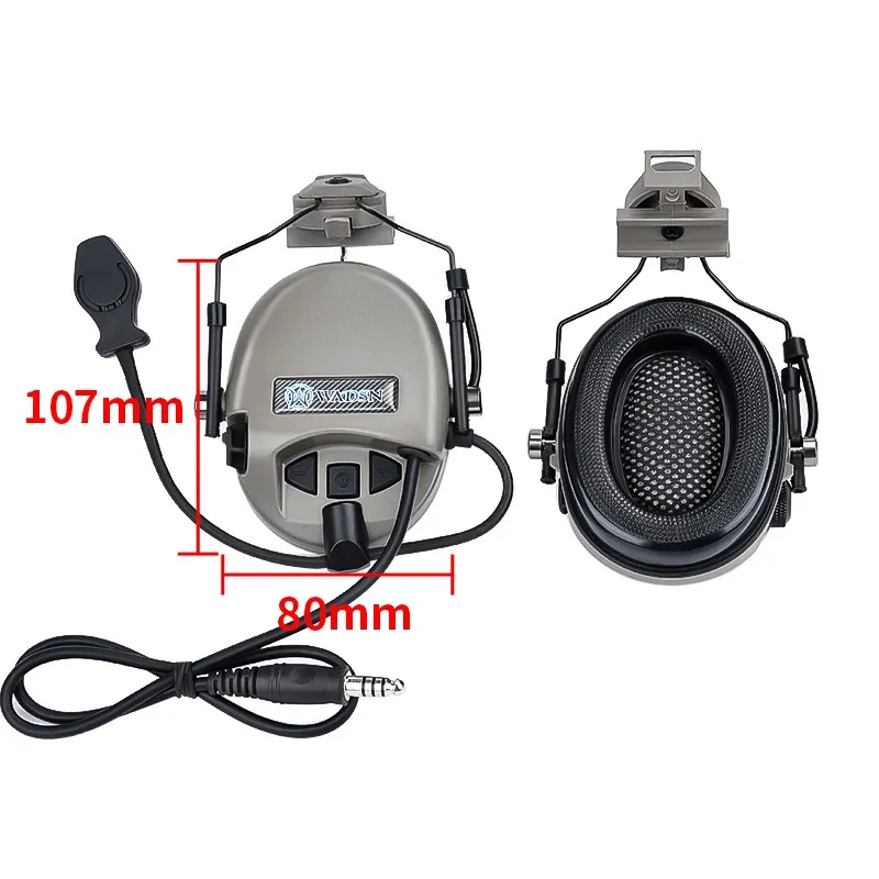 WADSN auriculares tácticos para casco, audífonos de comunicación para caza al aire libre, U94, PTT, Kenwood, sin reducción de ruido, aptos para riel Picatinny de 20mm - imagen 5