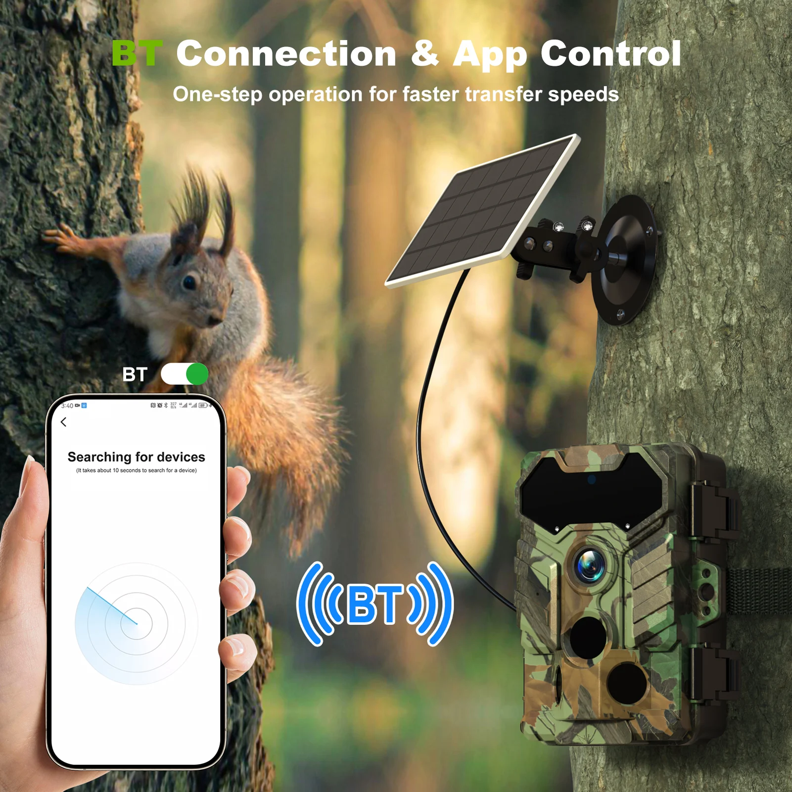 Cámara de rastreo con Control remoto por aplicación Wifi, energía Solar con visión nocturna infrarroja y batería de 10.000mAh, cámara de vida silvestre para caza - imagen 3