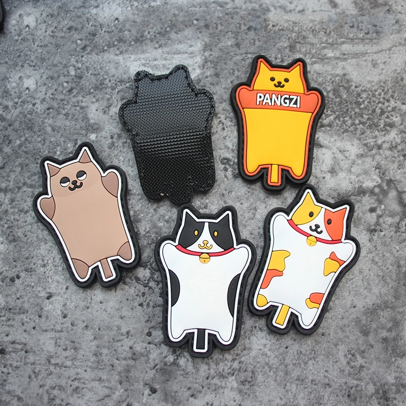 Parche de PVC 3D de dibujos animados de escudo de gato, brazalete táctico de goma suave para gatos en negro/blanco/gris/Siamés/Sanhua - imagen 3