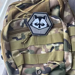 Parche bordado de mapache para ropa, insignias de moral, parches militares tácticos con gancho, pegatinas para mochila