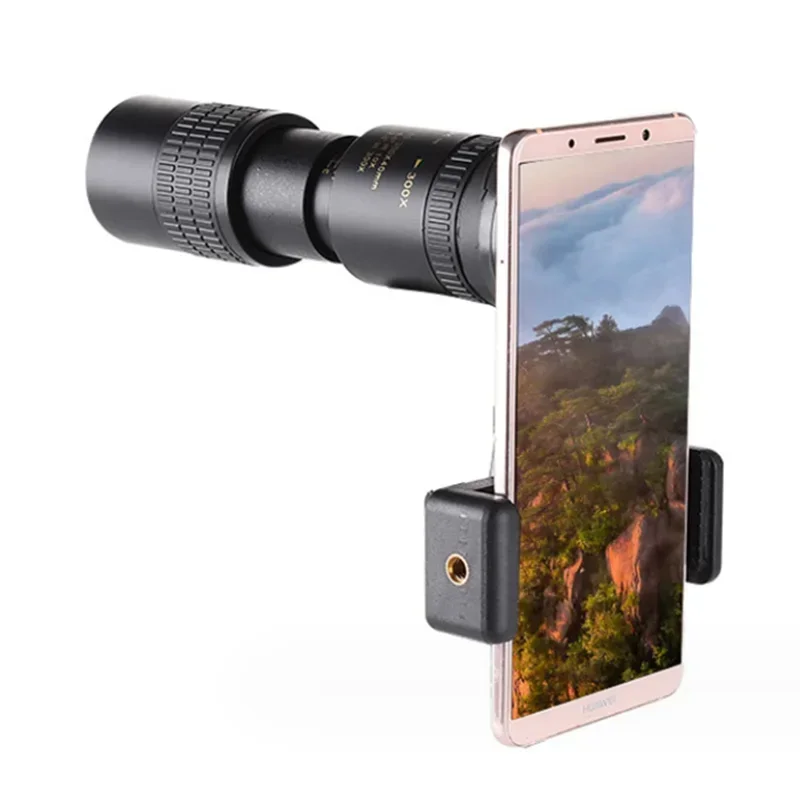 Telescopio Monocular de alta definición 10-300x40 con soporte para teléfono, para observación de aves, caza, Camping, viaje, Zoom potente - imagen 5