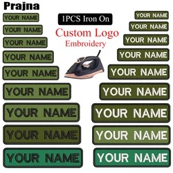 Prajna parche bordado termoadhesivo con nombre y logotipo verde