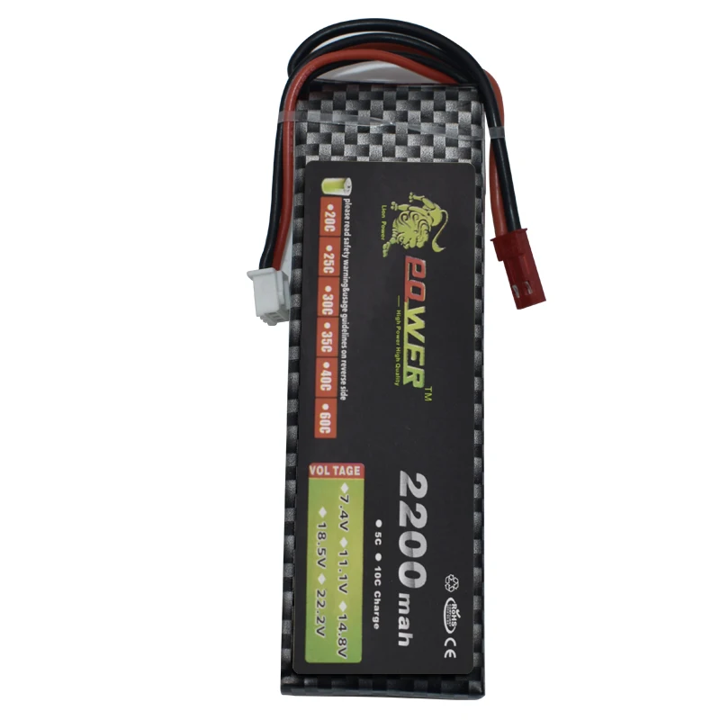 Lion Lipo batería 7,4 V 2200mah 25C Max 40C T/JST enchufe para RC Qudcopter helicóptero Wltoys K949 coche Traxxax 1/16 Revo batería de juguete - imagen 3