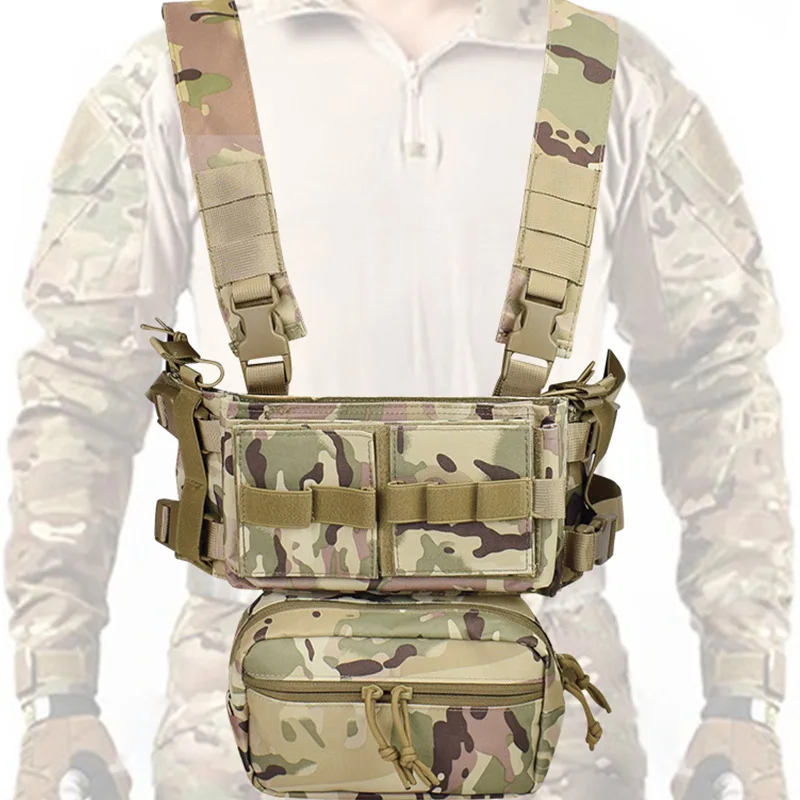 Arnés de aparejo de pecho táctico MK3 Multicam para hombre, chaleco militar ligero Modular Airsoft con bolsa Mag 5,56, equipo de Pantiball - imagen 5