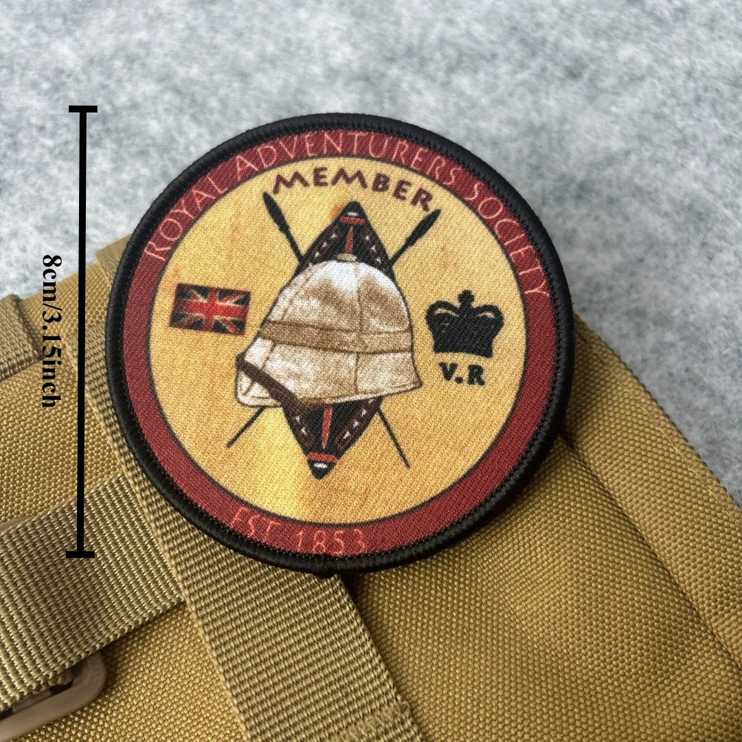 Parches con estampado táctico de la sociedad Royal Adventurers, parche de gancho y bucle V.R, brazalete del ejército, insignia de moral militar, mochila, pegatina para ropa - imagen 3
