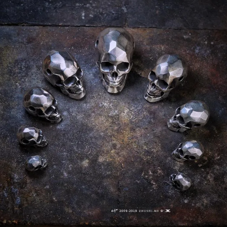 Cadena de plata de ley S925 hecha a mano, cadena con forma de Calavera, Cabeza de Buda de tres vías, colgante con cuchillo, accesorios con personalidad - imagen 3