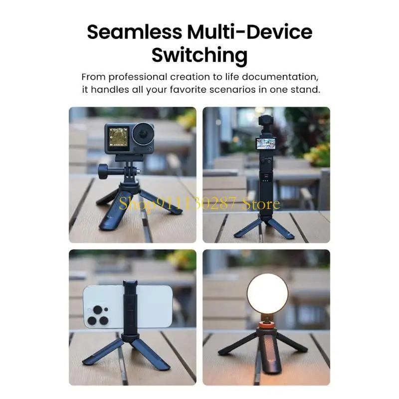 Estabilizadores cardán mano J1HC, Mini trípodes para cámaras bolsillo, 3 cámaras, diseño plástico ABS portátil,
