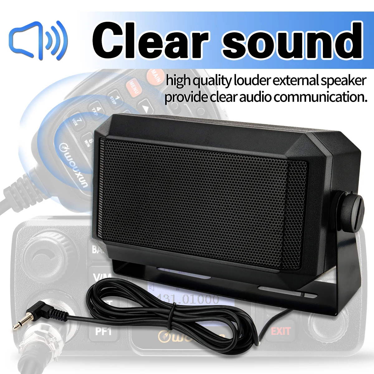 ABBREE Altavoz de comunicaciones externos rectangulares Sonido fuerte para todos los radios CB con enchufe de audio de 3,5 mm para radio móvil AR-2520 KG-M70 - imagen 2