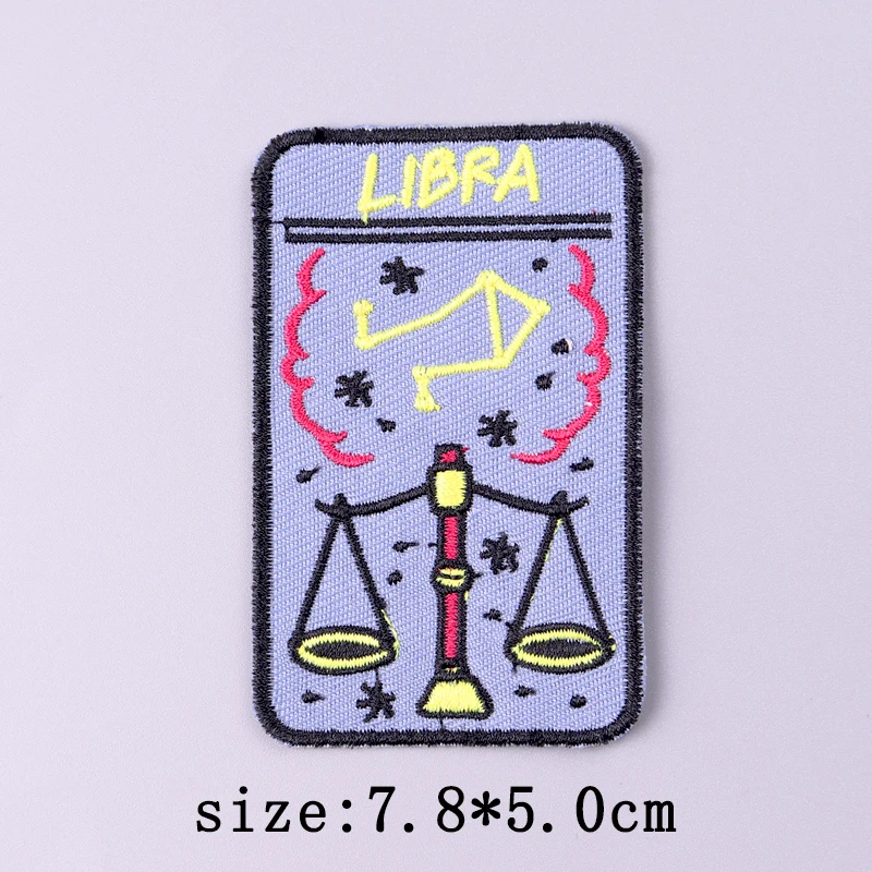 Parche bordado de Libra Aries para planchar, parches termoadhesivos para ropa, parches bordados de constelación, bricolaje - imagen 3