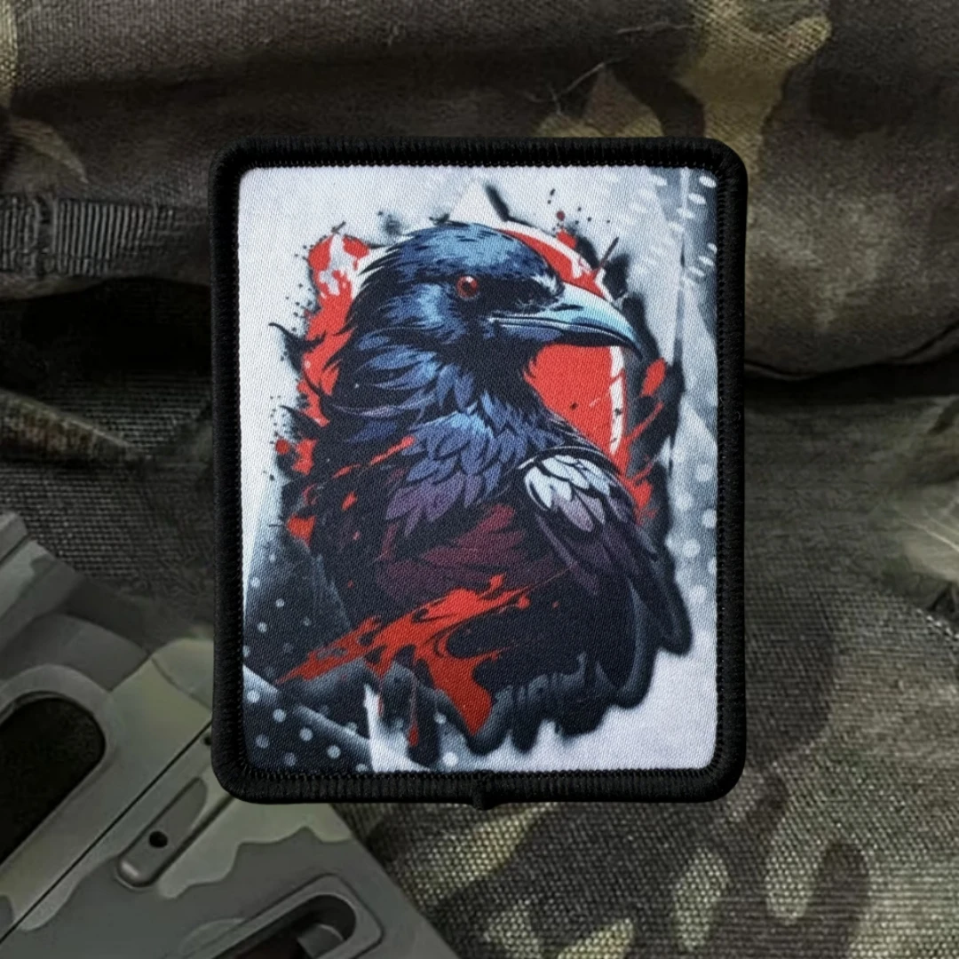 Parche de sangre y cuervo, emblema de moral táctica, brazalete del ejército militar, parches de gancho y bucle impresos para ropa, pegatina para mochila - imagen 4