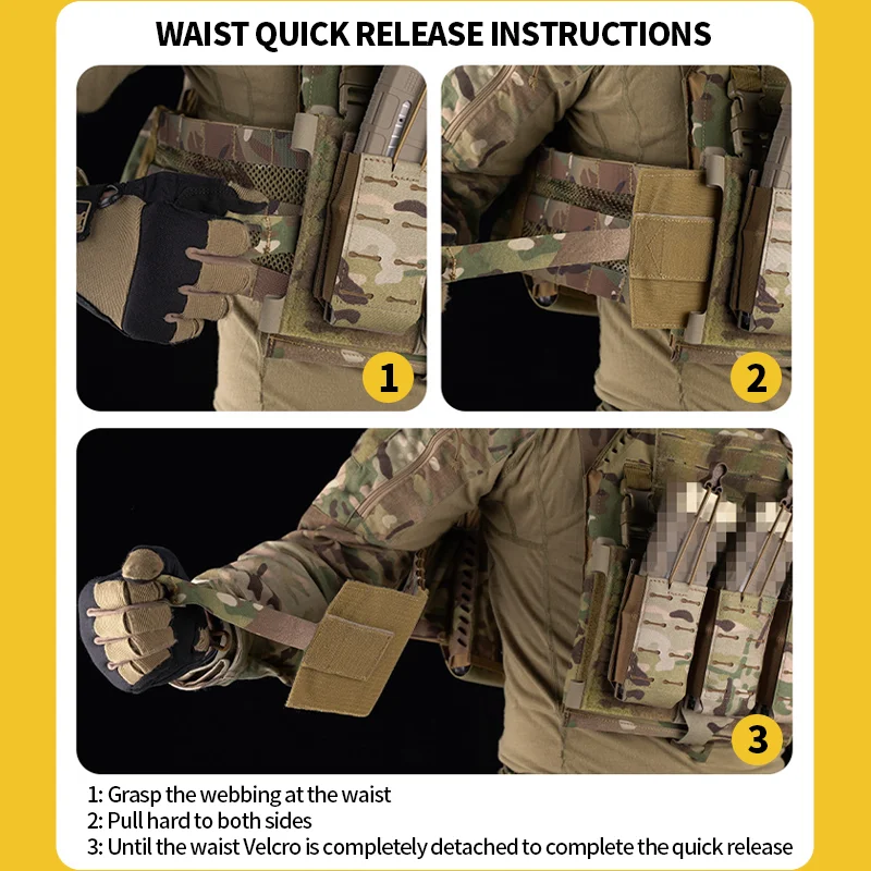 Placa de transporte de seguridad ajustable, chaleco táctico protector ligero, sistema Molle, portador de placa - imagen 3