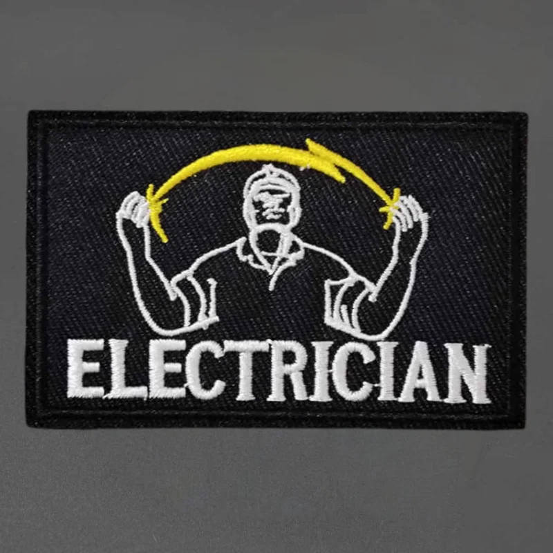 Parche bordado electricista con velcro – Insignia moral para chaleco táctico - imagen 2