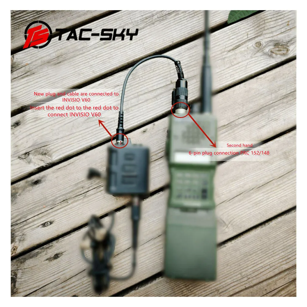 TS TAC-SKY, Compatible con Cable de enlace V60, enchufe a adaptador de enchufe de 6 pines Invisio v60 - imagen 5