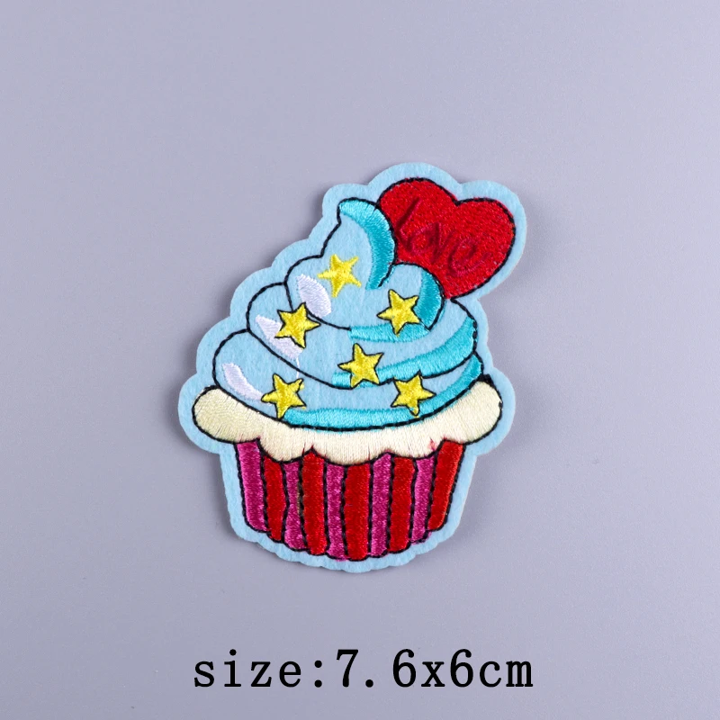 Parche de dibujos animados para planchar, parches para ropa, parches bordados de comida para ropa, parche para pastel para ropa, insignia a rayas, apliques decorativos - imagen 4