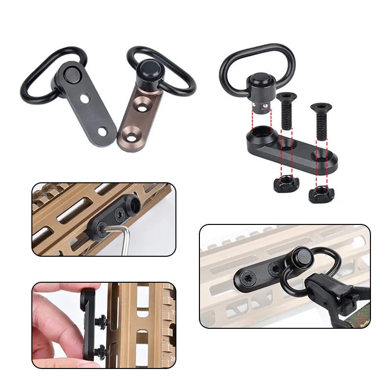 QD Sling supporto girevole Metal Fit MLOK KEYMOOD accesorios de caza M.4 a-r1.5, hebilla de pistola de aire de juguete, Instalación rápida rilascio - imagen 5