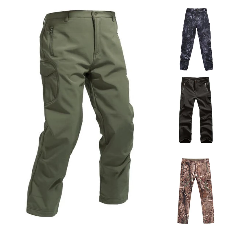 TAD-Pantalones tácticos de piel de tiburón Softshell para hombre, pantalones impermeables para caza, senderismo al aire libre, Camping, forro polar, Invierno