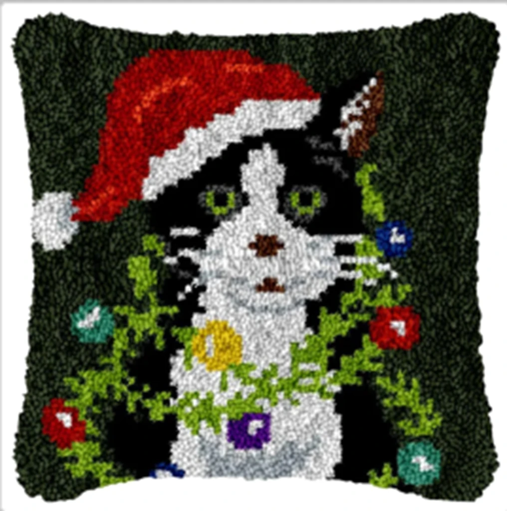 Juego de bordado navideño, Kit de gancho de pestillo de muñeco de nieve, Kits de alfombra, nudo de Navidad, paquete de almohada, manualidades bordadas, cojines - imagen 3