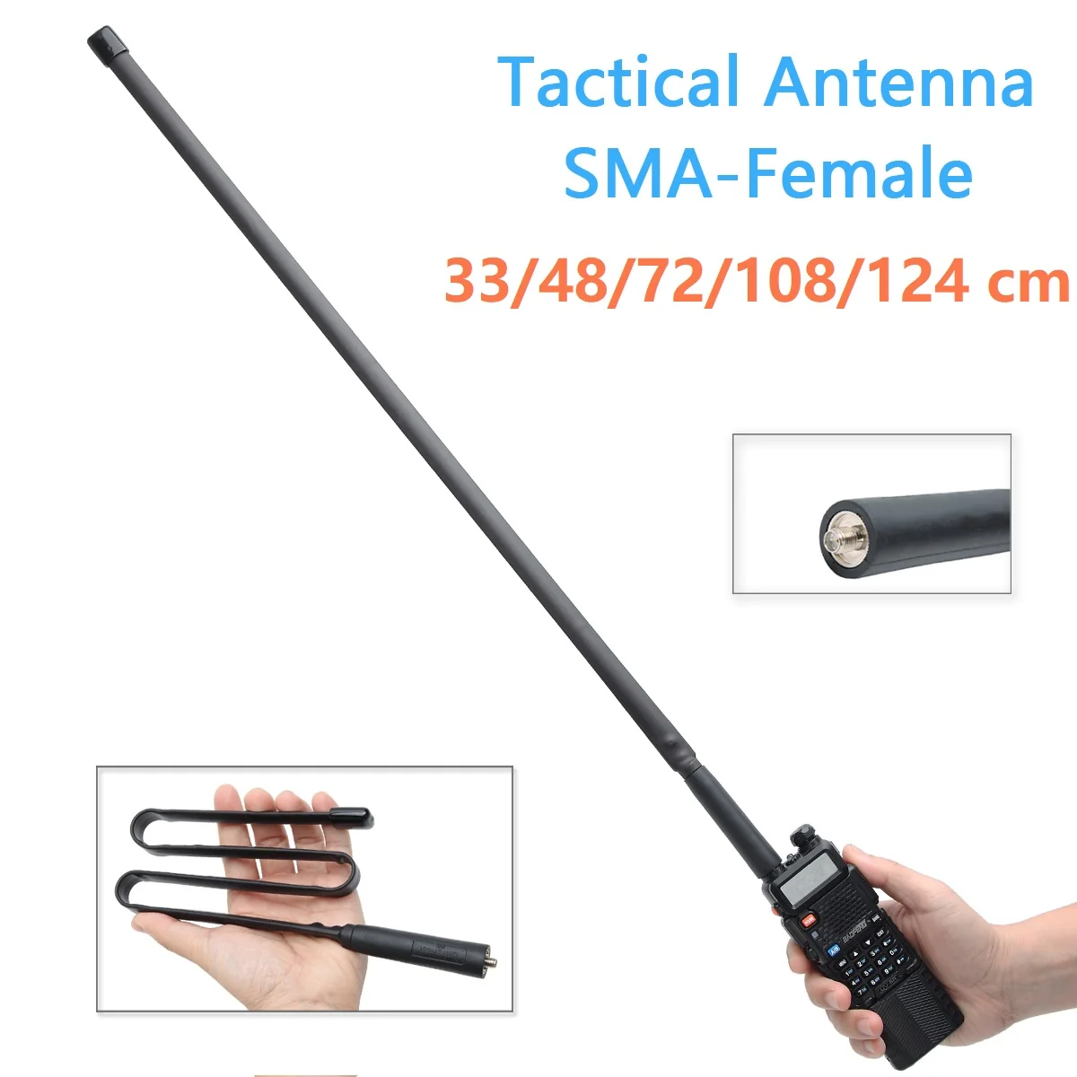 Antena táctica CS plegable SMA hembra 144/430Mhz banda Dual para Baofeng UV-5R BF-888S UV-21 PRO Quansheng UV-K5 UV-K6 Radioaficionado