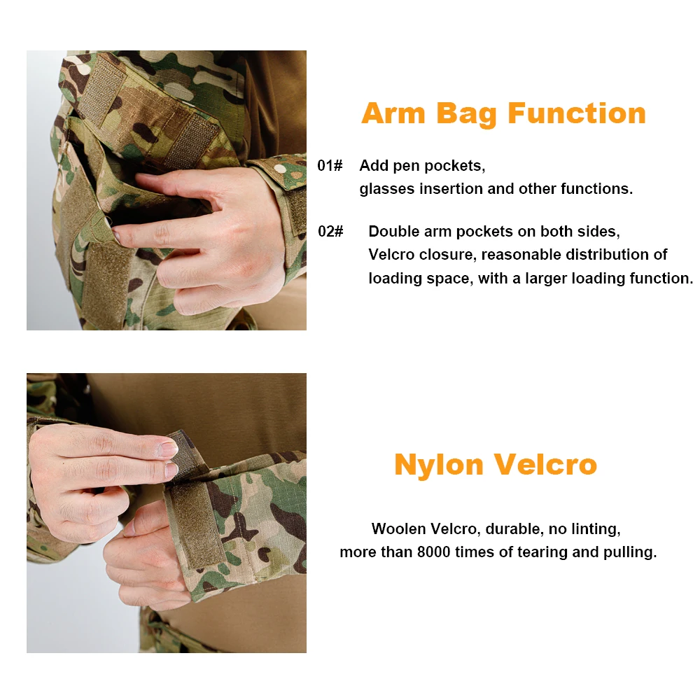 Traje de entrenamiento táctico G3, uniforme de combate, camisa Airsoft, pantalones con rodilleras GEN3 BDU, trajes de camuflaje Airsoft para caza - imagen 5