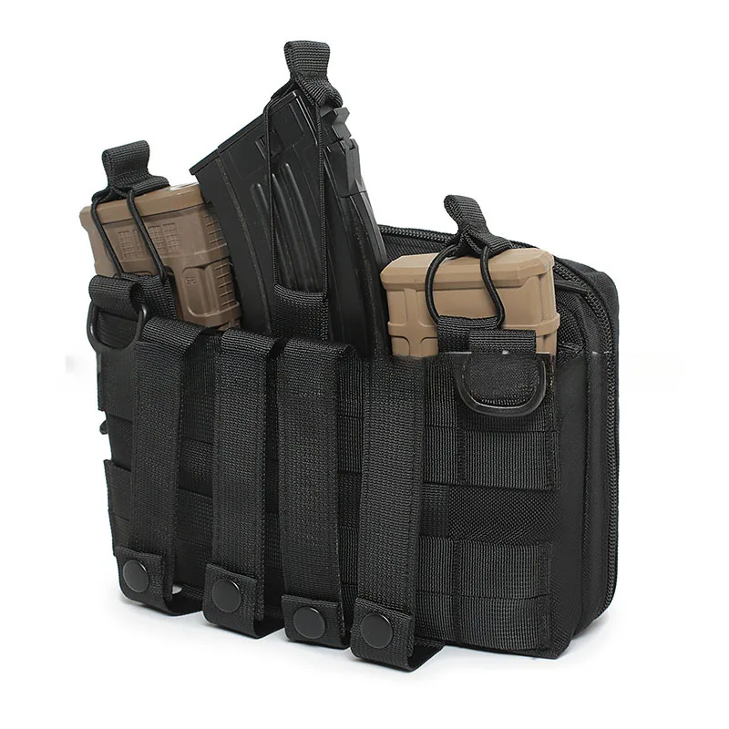 Bolsas tácticas Triple Mag, bolsa organizadora EDC, bolsa Molle Admin de 7,62mm.223/5,56mm, soporte para cargador de Rifle, bolsa para revistas con tapa abierta - imagen 4
