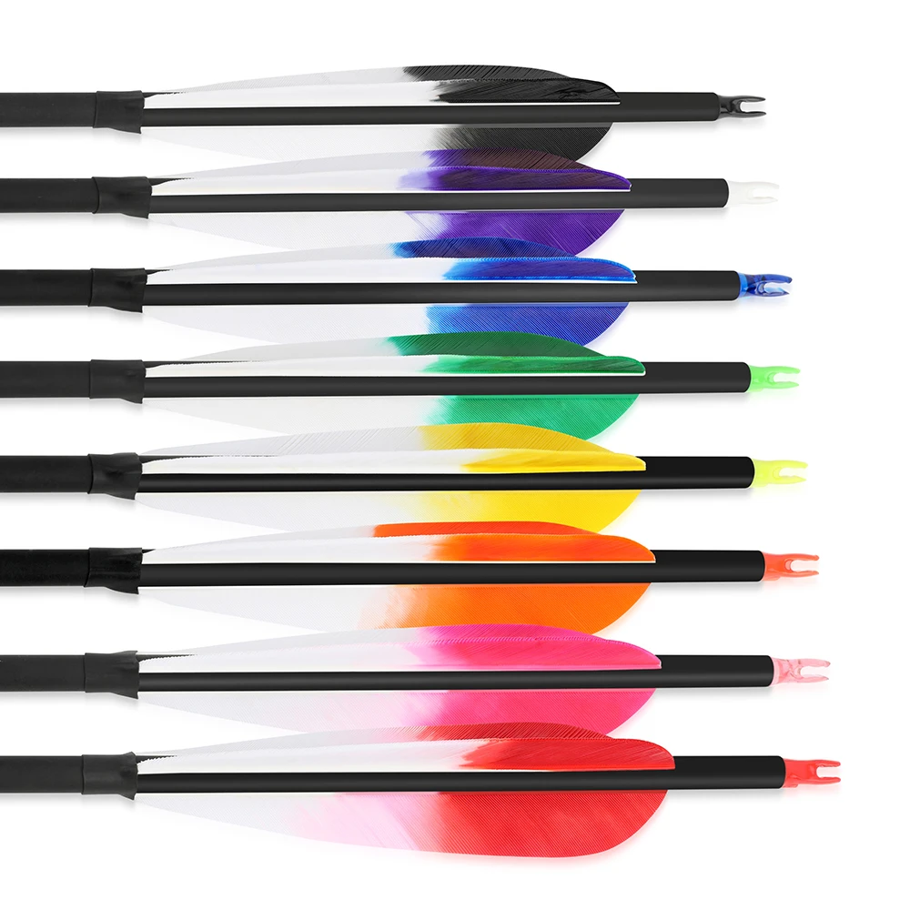 6/12 Uds flecha de carbono mezclado columna vertebral 500 eje ID 6,2mm OD 7,8mm tiro con arco pluma de pavo arco compuesto tiro caza flechas de carbono - imagen 5