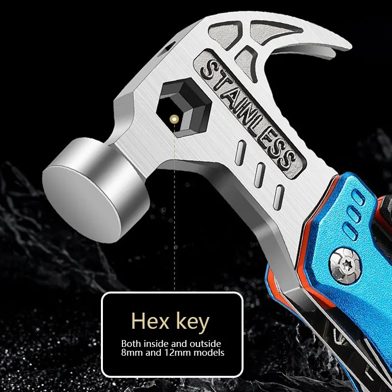 Martillo multifuncional, alicates portátiles plegables para exteriores, defensa corporal de coche, herramienta combinada universal de una sola pieza multiusos - imagen 3