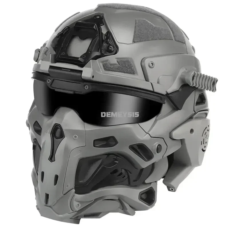 Casco de tiro con máscara, cubierta completa de protección, cascos tácticos de combate Airsoft, auriculares integrados, Protector de cabeza CS para tiro - imagen 3