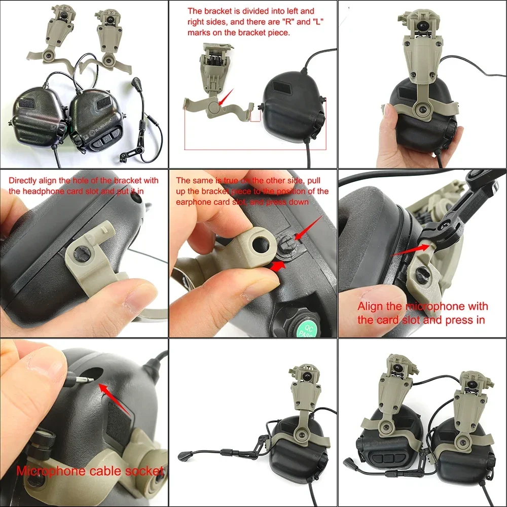Adaptador de riel para casco táctico TS TAC-SKY, riel ARC/WENDY/MTEK Compatible con auriculares civiles EARMOR M32-MOD3 / M32H-MOD3 - imagen 4