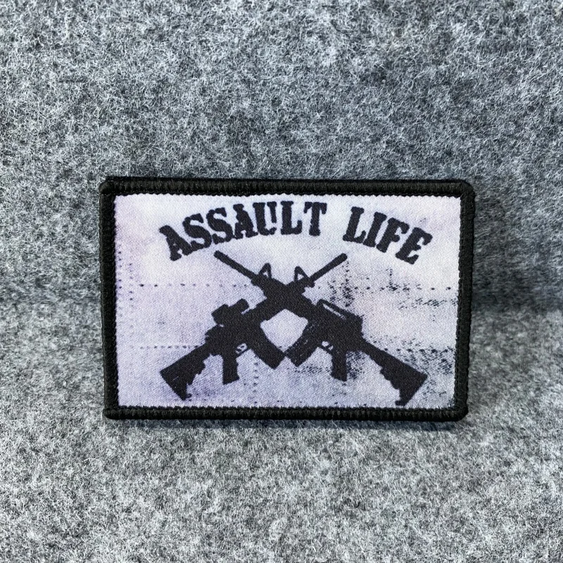 Parche de insignia de moral de tiro de Rifle de asalto LIFE, pegatina táctica de mochila, objetivo de tiro impreso, brazalete de gancho y bucle - imagen 3