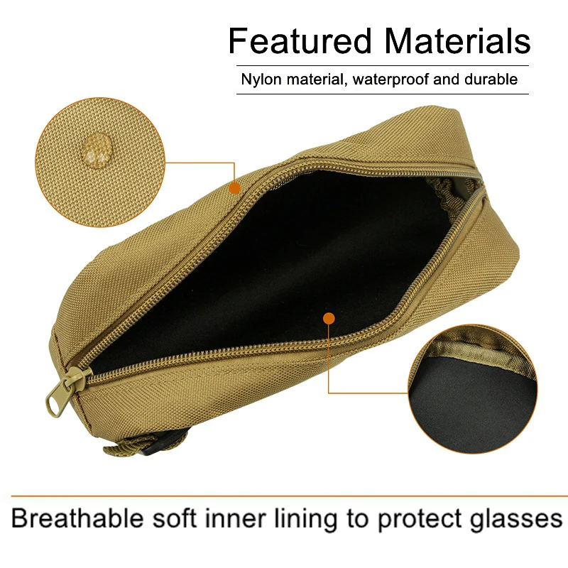 Estuche táctico de nailon para gafas de sol al aire libre, bolsa portátil con cremallera Molle EDC, caja de gafas para acampar, bolsa colgante militar de cintura para caza - imagen 4