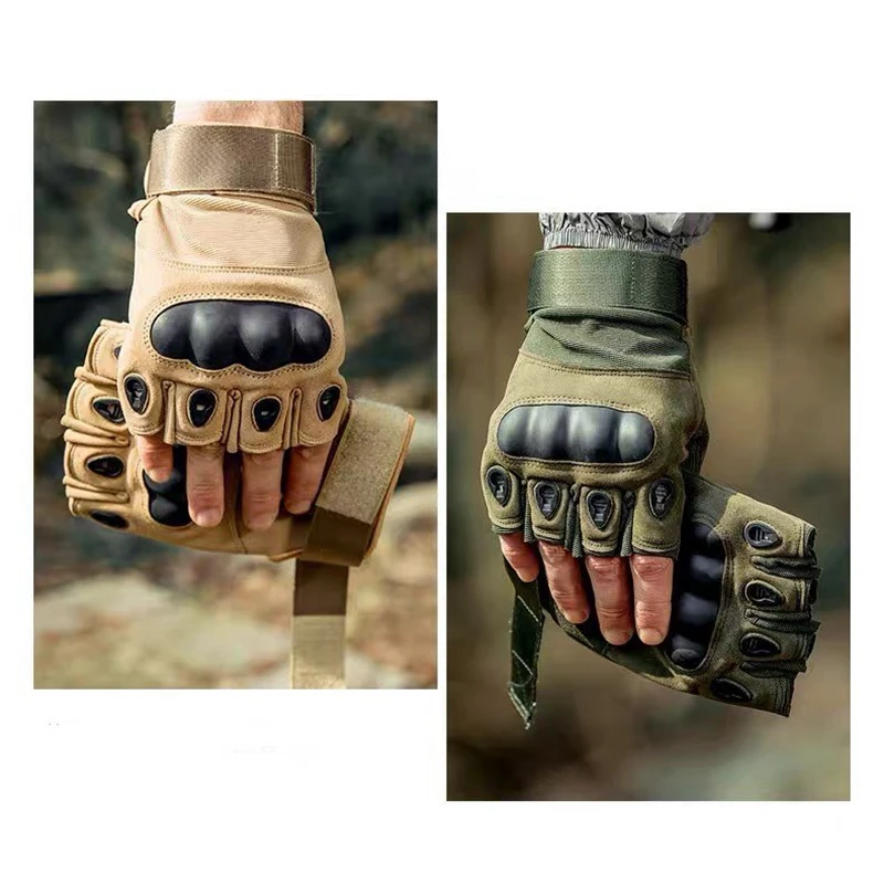 Guantes militares tácticos para hombre, guantes de medio dedo para senderismo, antideslizantes, para exteriores, caza, Paintball y Tiro - imagen 3
