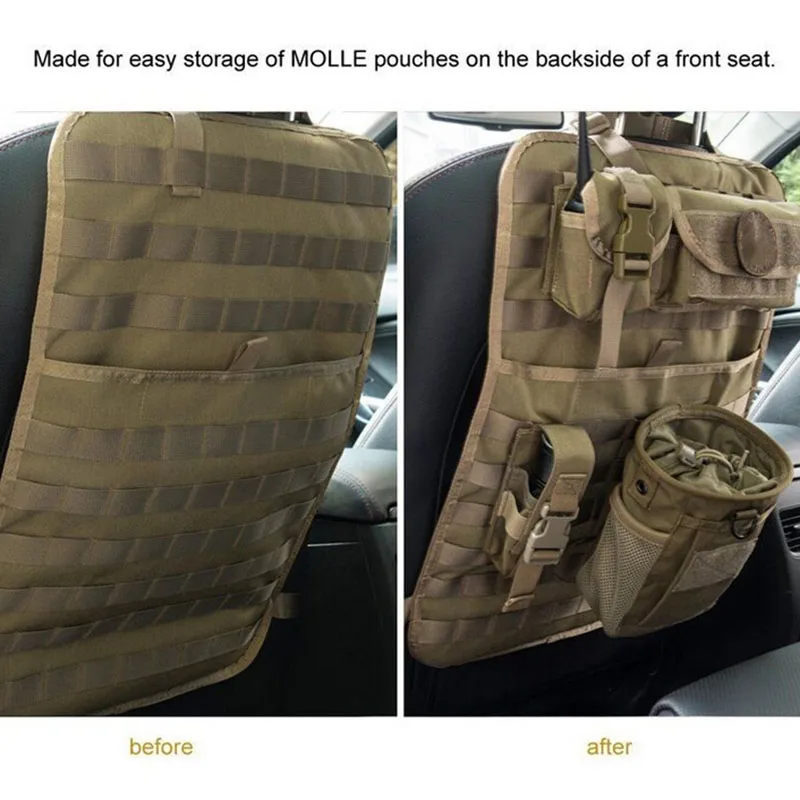 Bolsa táctica Molle para asiento trasero de coche, organizador de almacenamiento, funda de asiento multifunción, Protector de Panel de vehículo - imagen 2