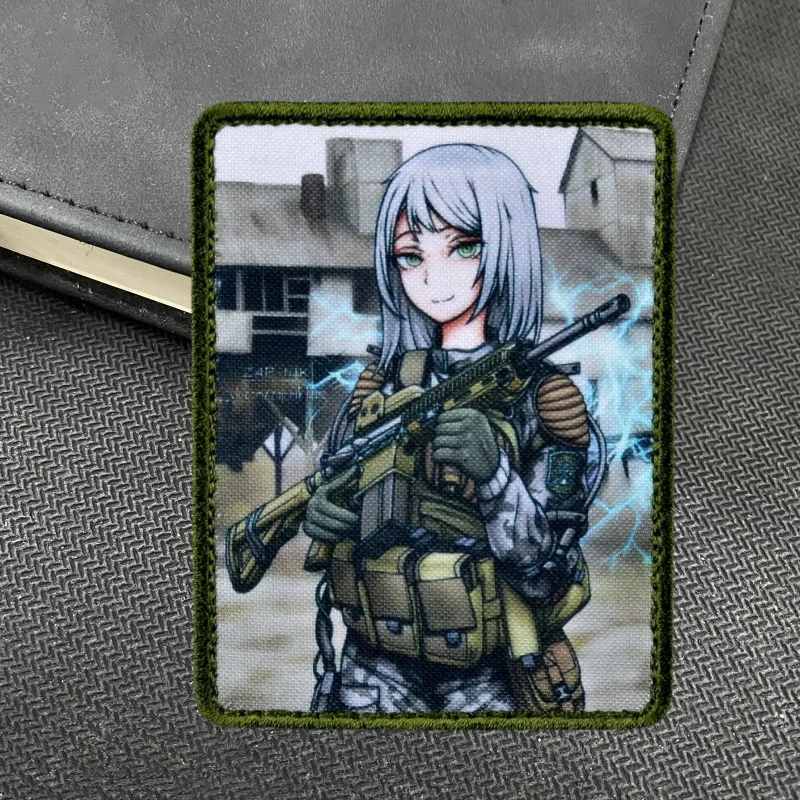 Parche de insignia de moral de soldado de belleza, pegatinas de accesorios de mochila de gancho y bucle, estampado de ejército militar táctico "terrifying" - imagen 3