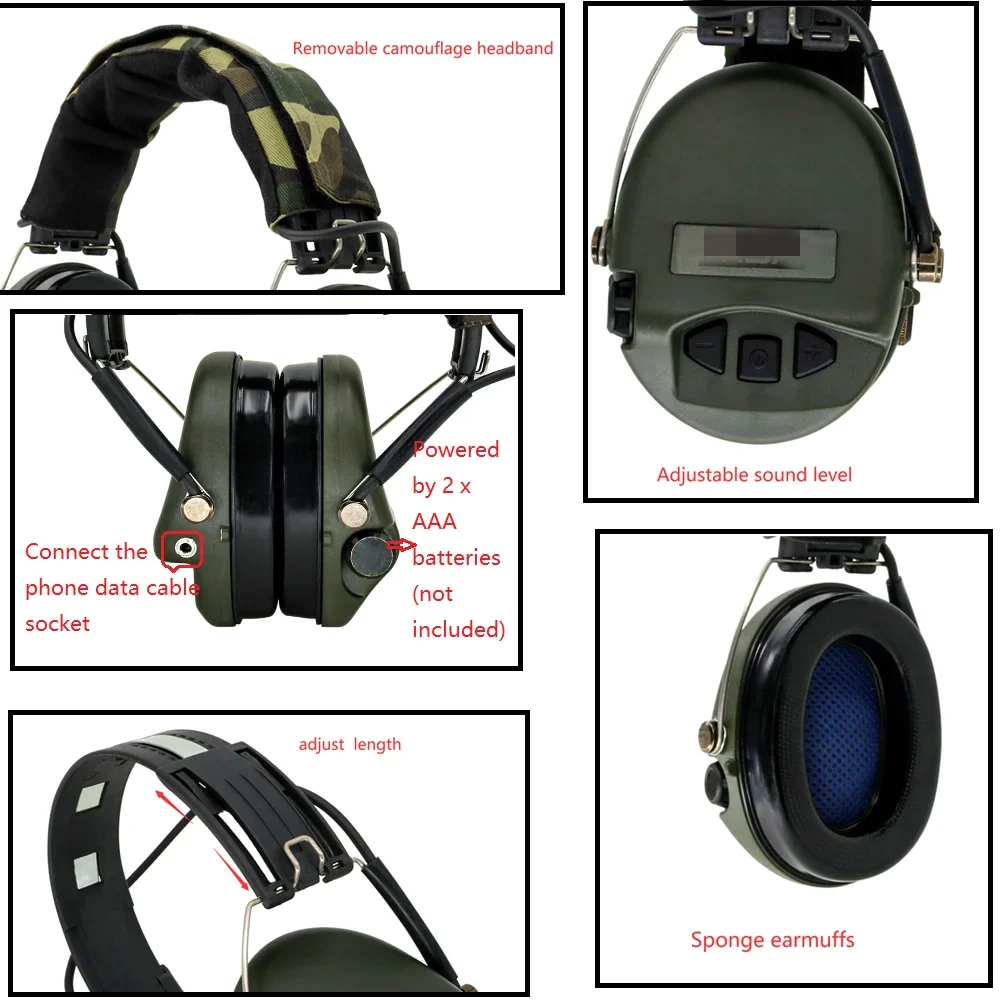 SORDIN-auriculares tácticos versión IPSC, captación de sonido activa y reducción de ruido, Airsoft, orejeras electrónicas de caza - imagen 4