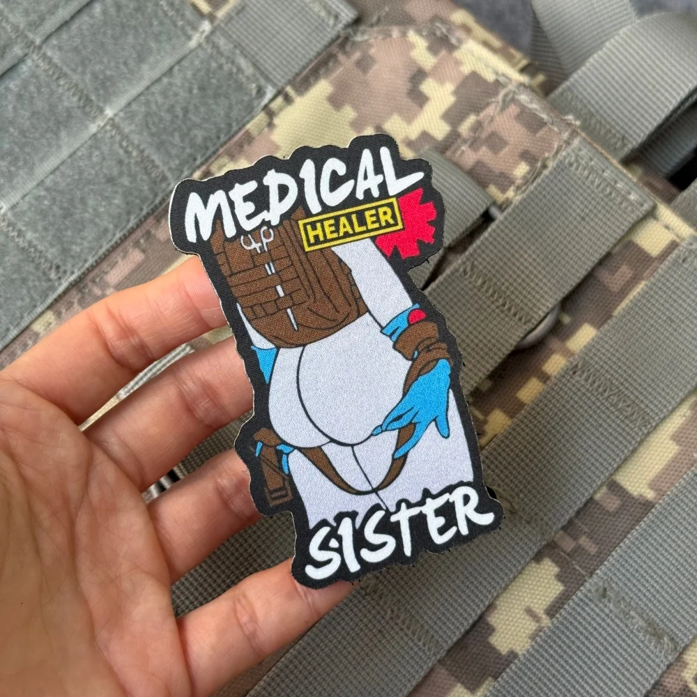 Parche "enfermera", insignia de moral táctica, emblema personalizado del ejército militar, pegatina para mochila, parches de gancho y bucle impresos para ropa - imagen 3