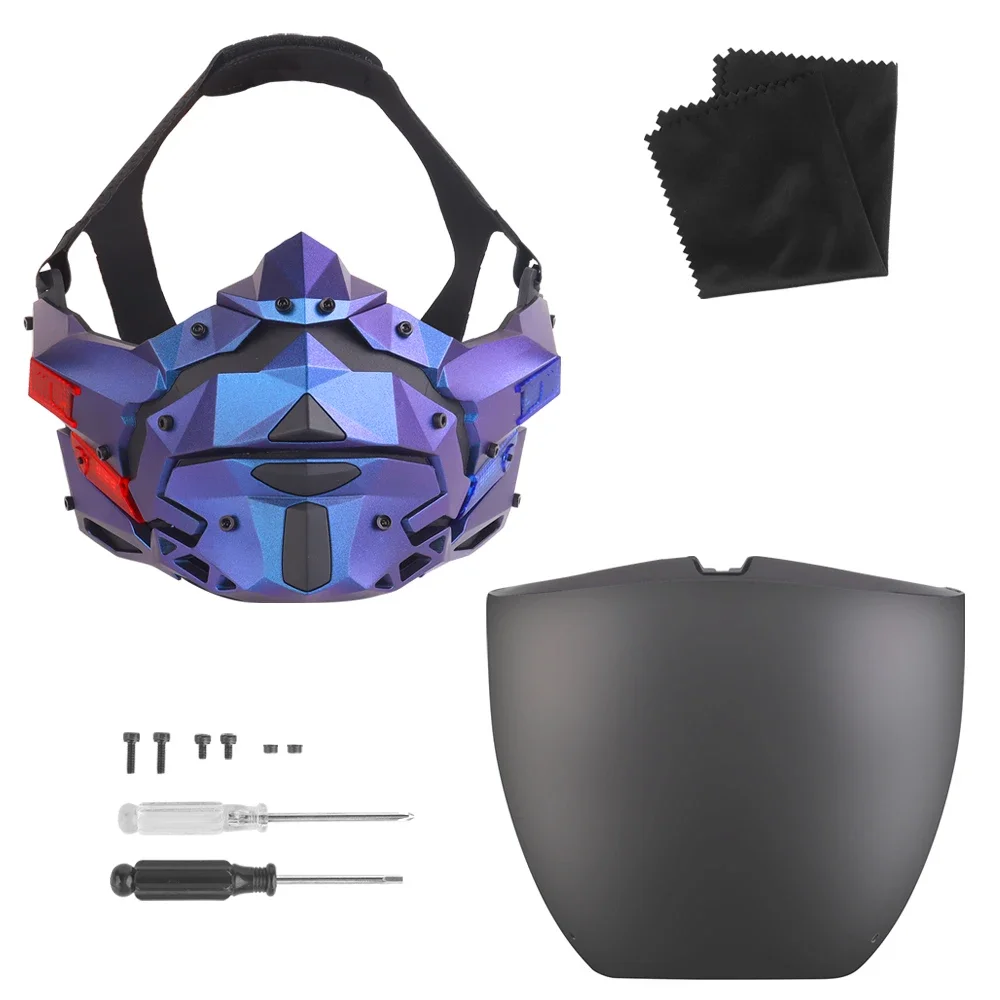 Máscara LED Cyberpunk para hombres, máscara facial desmontable para disfraz de Halloween, fiesta de vacaciones, película táctica Prors - imagen 5