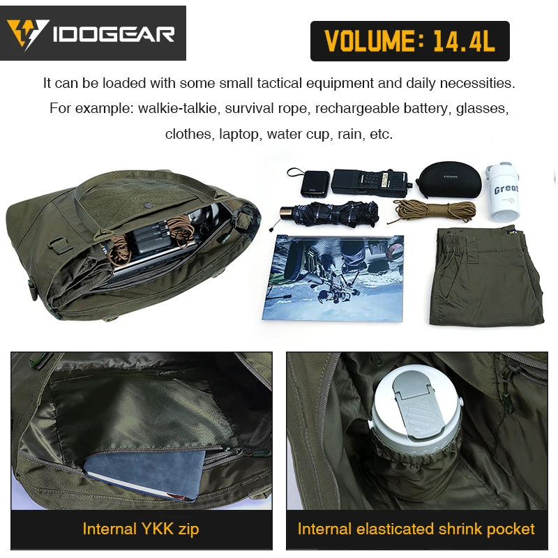 IDOGEAR-Bolso de mano táctico, organizador EDC portátil, bolsa de almacenamiento con cremallera multiusos para acampar, viajar, gimnasio, viaje, 35122 - imagen 5