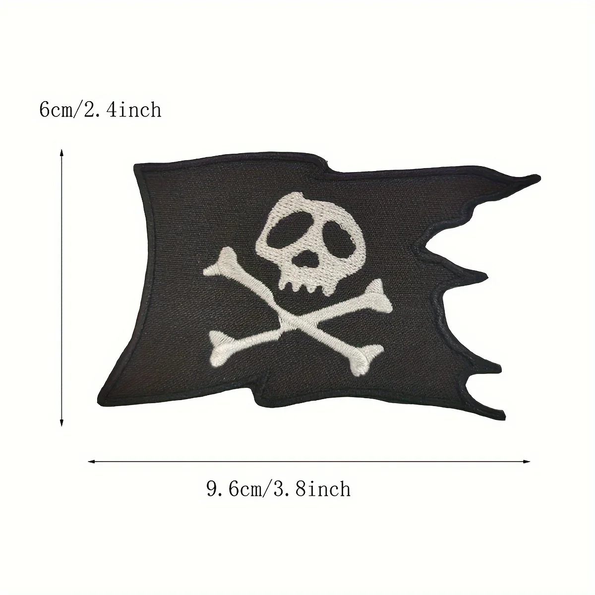1 unidad de pegatina de parche termoadhesivo bordado con bandera pirata de calavera blanca y huesos cruzados con barco pirata para sombreros, vaqueros, chaquetas DIY - imagen 2
