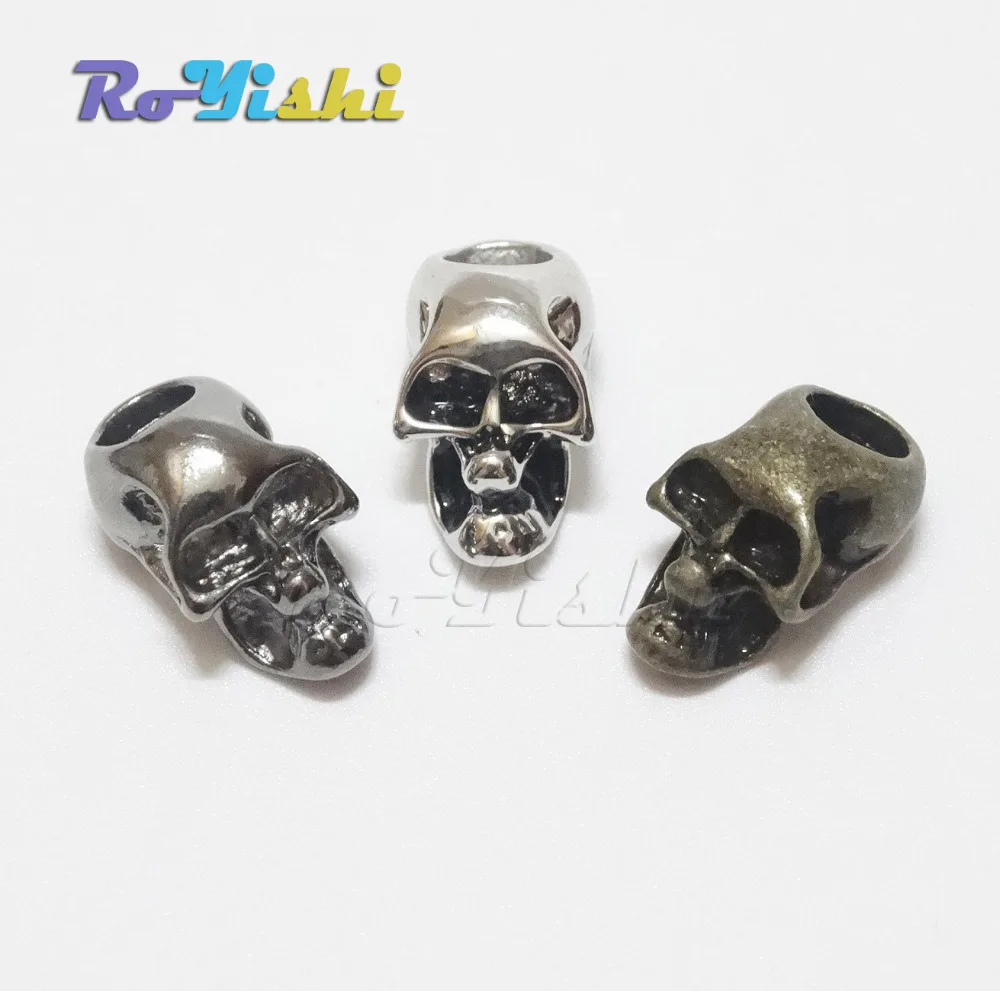 1 unids/pack de cuentas de calavera de Metal con un solo orificio Vertical para cordones de cuchillo Paracord, 3 colores - imagen 2