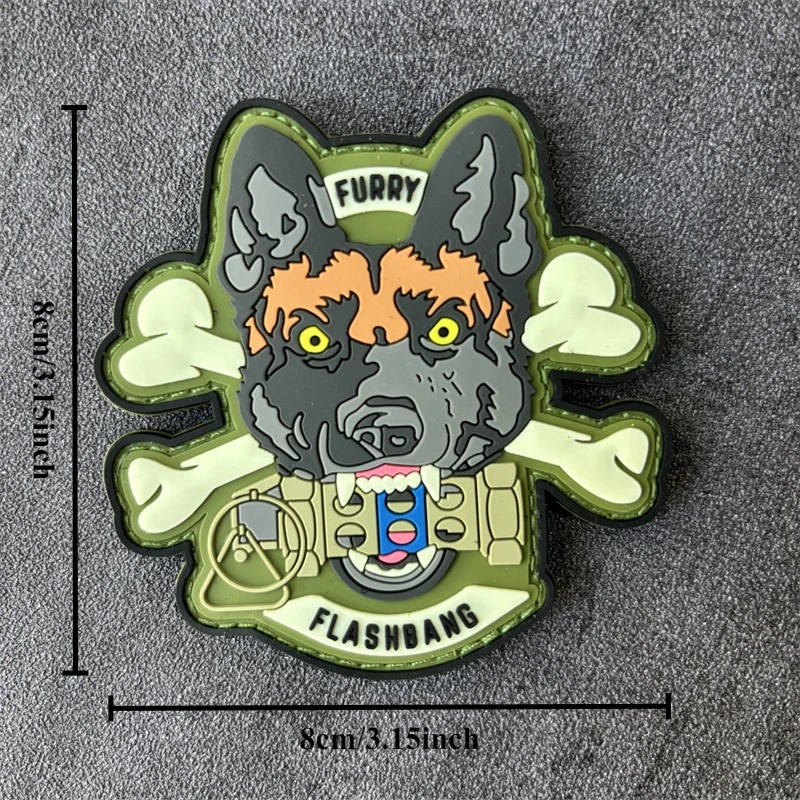 Parche táctico peludo Flashbang K9 para perro, parche de PVC para ropa, insignia de moral, gancho, parches militares, accesorios para mochila, brazalete - imagen 3