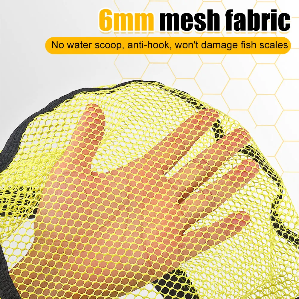 Red de aterrizaje portátil, red de pesca con mosca plegable, malla recubierta de goma de secado rápido, pescado de mano con mango luminoso para captura/liberación - imagen 2