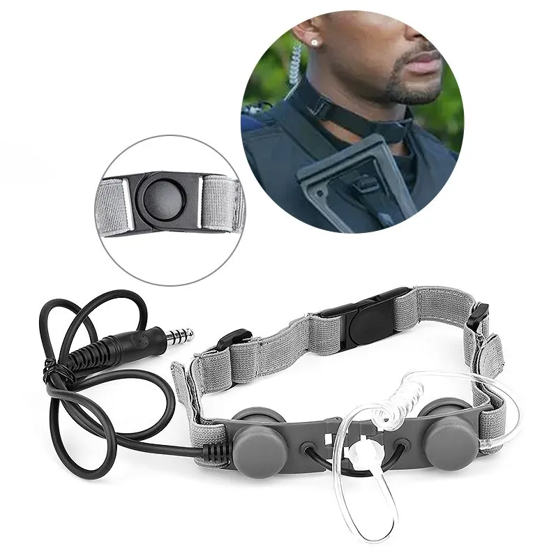 Auriculares de micrófono táctico de garganta para el cuello, auriculares de micrófono laríngeo con U94 PTT Fit Kenwood BaoFeng UV-5R UV-5X UV-82 - imagen 2