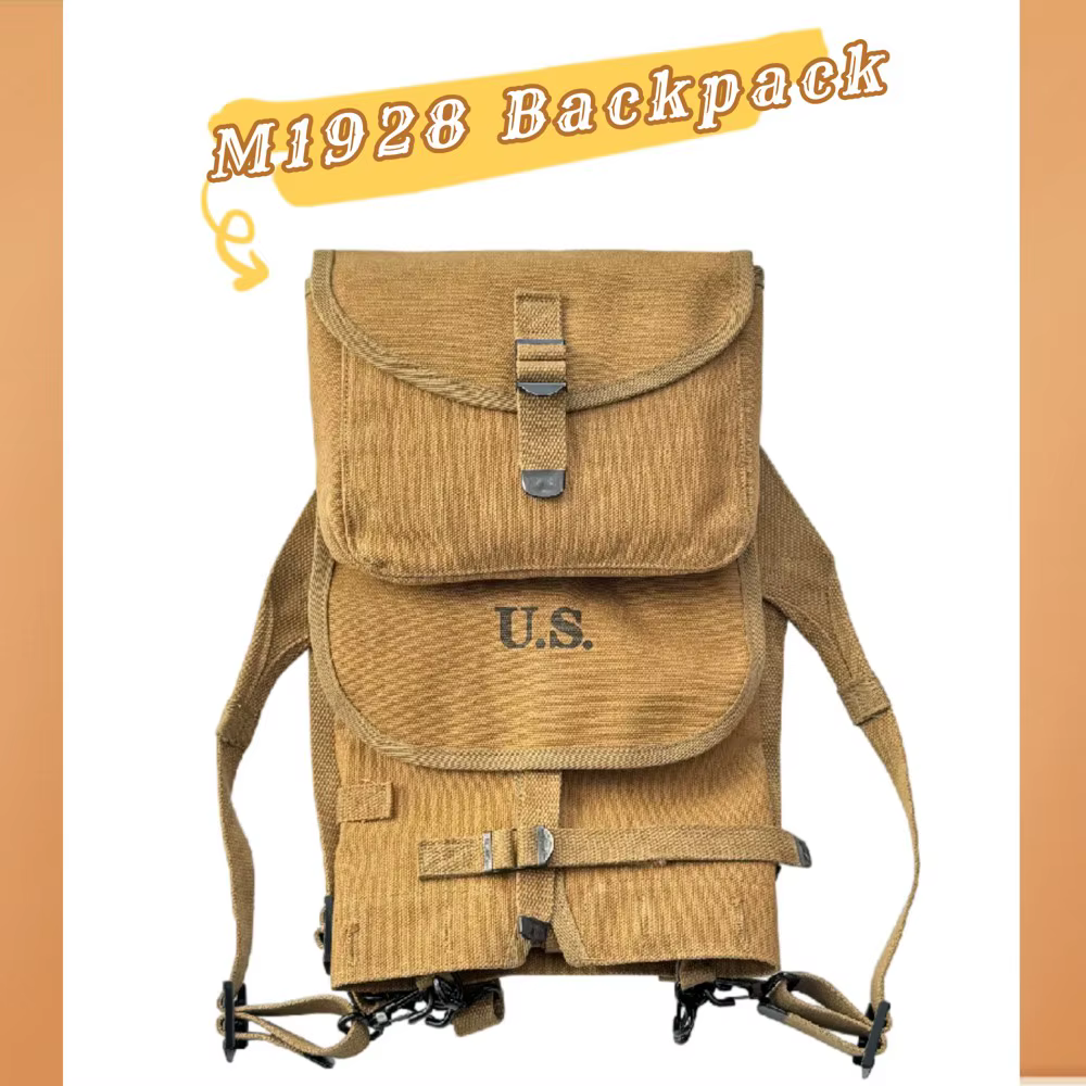 Mochila táctica M1928 réplica Segunda Guerra Mundial lona caqui - imagen 4