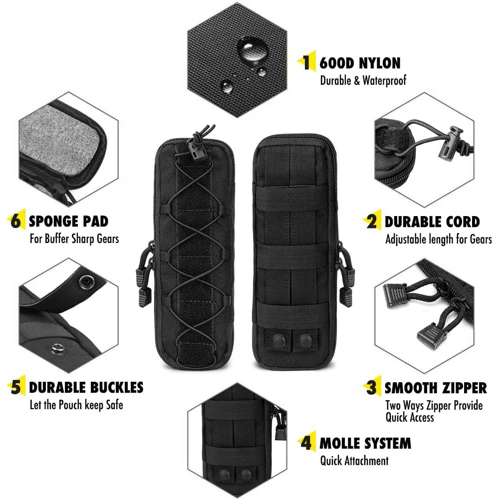 Bolsa para cuchillos táctica, funda para cuchillo de nailon 1000D, soporte para linterna, bolsa de herramientas EDC para acampar al aire libre, caza y tiro - imagen 3