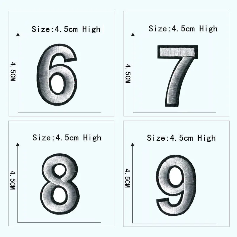 Parche bordado con letras ABC XYZ para ropa de niños, insignia de nombre, número, figuras, sombrero, apliques, alfabeto, 4,5 cm, blanco - imagen 3