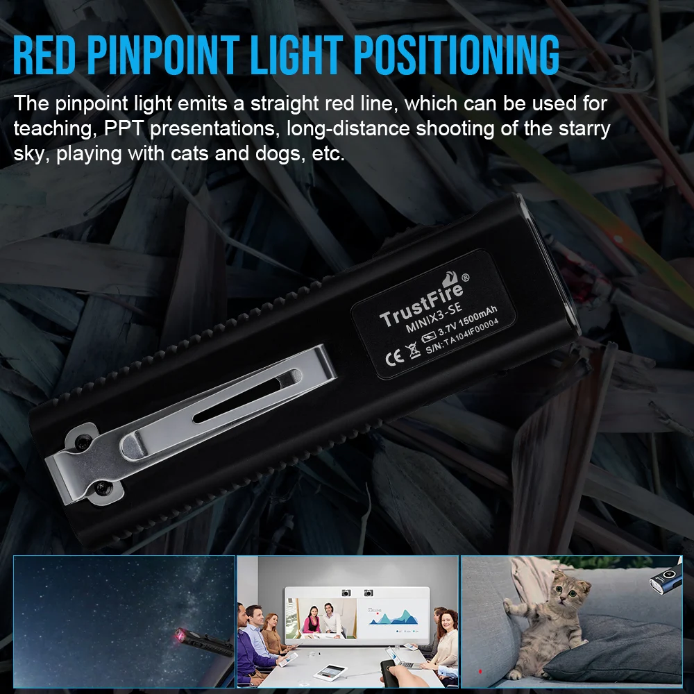 Trustfire 1200LM EDC linterna Led MINIX3-SE antorcha recargable con Clip linterna de luz roja/blanca/UV cola magnética para acampar - imagen 5