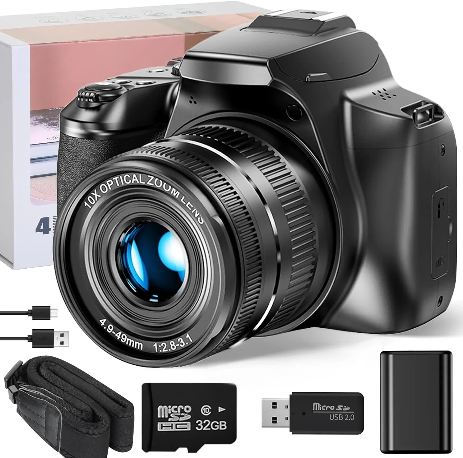 Cámara Digital WiFi 4K 64MP para fotografía cámara de vídeo con Flash, salida HDMI Livestream Vlog 10X Zoom óptico cámara web SLR - imagen 5