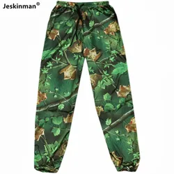 Pantalones largos de pesca de camuflaje biónico transpirables de verano, pantalones cómodos de jungla de talla grande para hombre, pantalones largos con cintura elástica